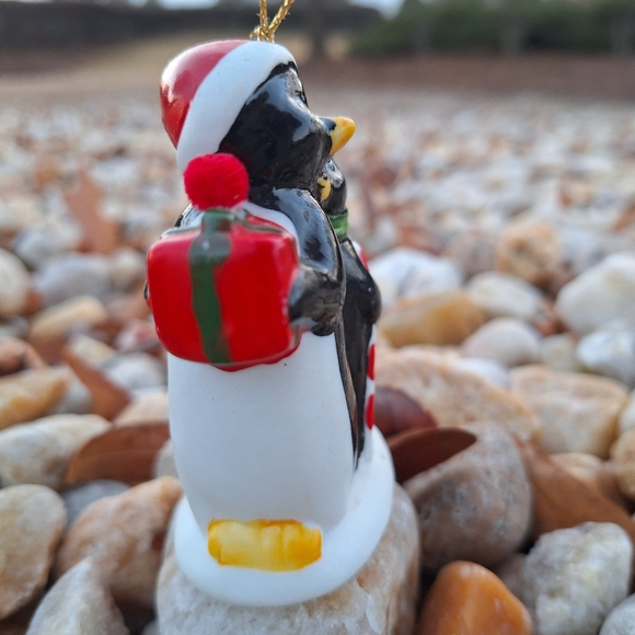 Penguin Christmas Ornaments Miniature Bell Hand and Blown Glass Set of 2 Vintage - Picture 8 of 15